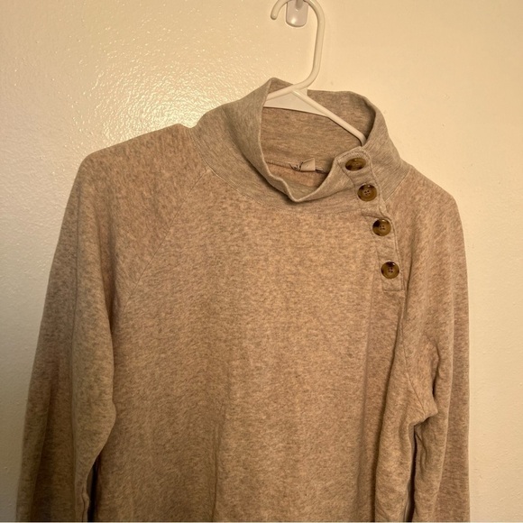 J. Crew Factory Wide Button-Collar Tunic Sweatshirt Oatmeal Heather - Picture 5 of 16